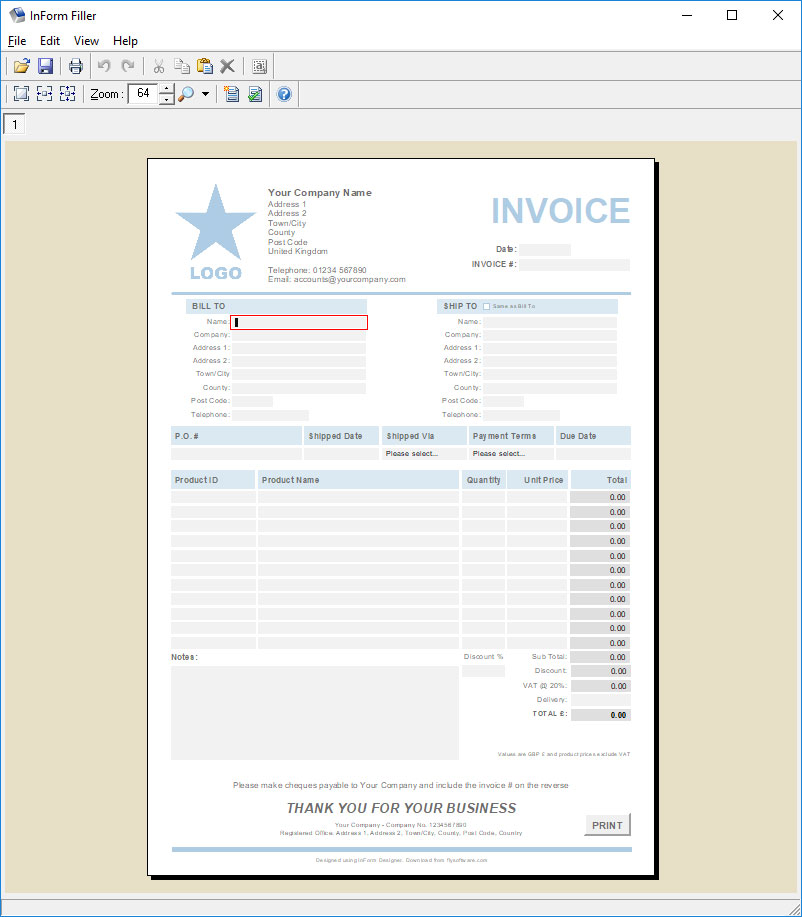 InForm Filler interface